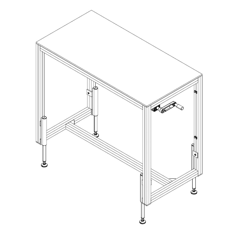 M-10350-HAC-1220-0610-1000-150-1 MANUAL ADJUSTABLE HEIGHT INDUSTRIAL TABLE 610MM X 1220MM TOP, 1001MM-1151MM HEIGHT