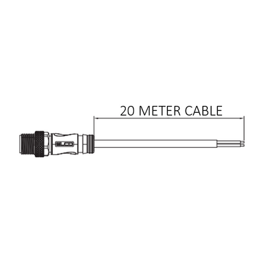 C12.4-20.33 ELCO SINGLE ENDED MICRO CABLE, 4 PIN M12 MALE STRAIGHT PVC YELLOW 22 AWG 20M