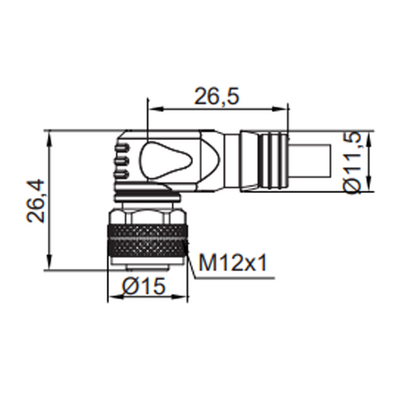 CBO12.5-15.33 ELCO SINGLE ENDED MICRO CABLE, 5 PIN M12 FEMALE ELBOW PVC YELLOW 22 AWG 15M
