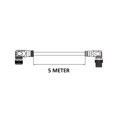 CBO12.5-5.33-CB12.5/P ELCO DOUBLE ENDED PATCH CABLE, 5 PIN M12 F/M ELBOW 5M PUR YELLOW 22 AWG