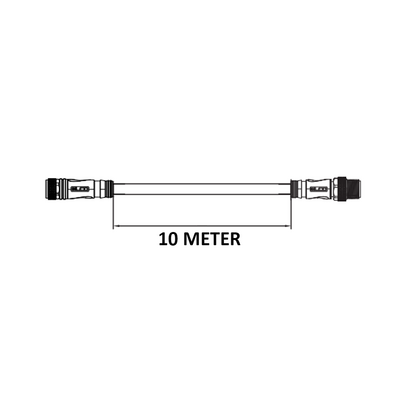 CO12.4-10.32-C12.4/P ELCO DOUBLE ENDED PATCH CABLE, 4 PIN M12 F/M STRAIGHT 10M PUR BLACK 22 AWG