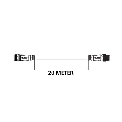 CO12.4-20.32-C12.4/P ELCO DOUBLE ENDED PATCH CABLE, 4 PIN M12 F/M STRAIGHT 20M PUR BLACK 22 AWG