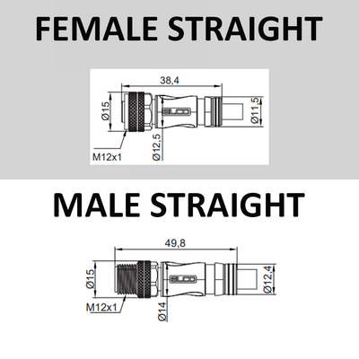CO12.4-2.33-C12.4/P ELCO DOUBLE ENDED PATCH CABLE, 4 PIN M12 F/M STRAIGHT 2M PUR YELLOW 22 AWG