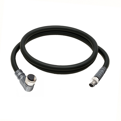 CBO12.3-1.22-C8.3/P ELCO DOUBLE ENDED PATCH CABLE 3 PIN M12 X M8 F/M ELB/STR 1M PUR BLACK 24 AWG
