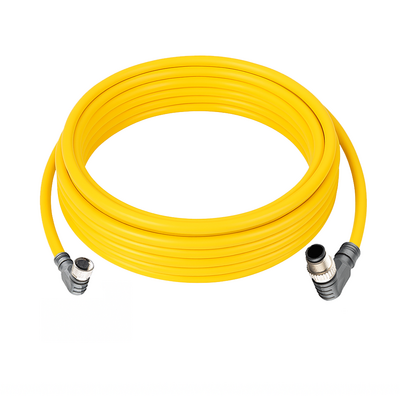 CBO12.3-5.23-CB8.3/P ELCO DOUBLE ENDED PATCH CABLE 3 PIN M12 X M8 F/M ELBOW 5M PUR YELLOW 24 AWG