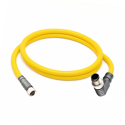 CO8.3-1.23-CB12.3/P ELCO DOUBLE ENDED PATCH CABLE 3 PIN M8 X M12 F/M STR/ELB 1M PUR YELLOW 24 AWG