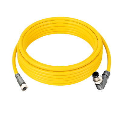 CO8.3-5.23-CB12.3/P ELCO DOUBLE ENDED PATCH CABLE 3 PIN M8 X M12 F/M STR/ELB 5M PUR YELLOW 24 AWG