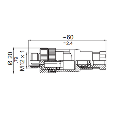 LS12.4-0/C(BU) ELCO M12 FIELD ATTACHABLE SCREW TERMINAL CONNECTORS 4 PIN MALE STRAIGHT