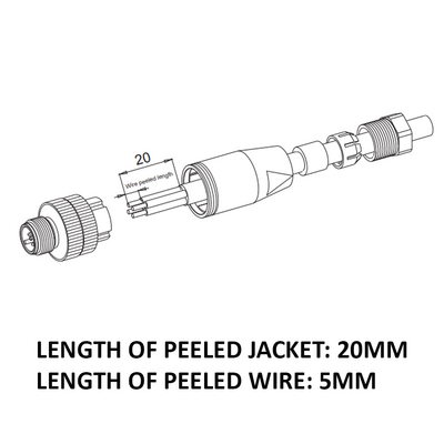 LS12.4-0/C(BU) ELCO M12 FIELD ATTACHABLE SCREW TERMINAL CONNECTORS 4 PIN MALE STRAIGHT
