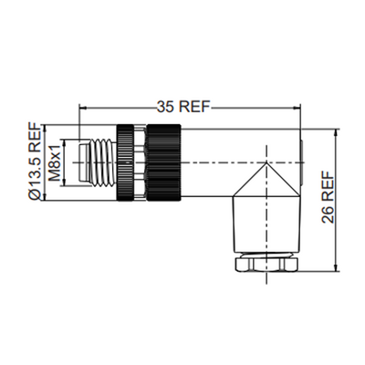 LSB8.4-0/C(GS) ELCO M8 FIELD ATTACHABLE SCREW TERMINAL CONNECTORS 4 PIN MALE ELBOW