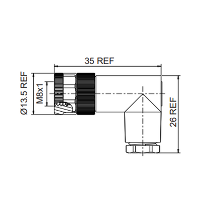 LSBO8.4-0/C(GS) ELCO M8 FIELD ATTACHABLE SCREW TERMINAL CONNECTORS 4 PIN FEMALE ELBOW