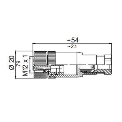 LSO12.4-0/C(BU) ELCO M12 FIELD ATTACHABLE SCREW TERMINAL CONNECTORS 4 PIN FEMALE STRAIGHT
