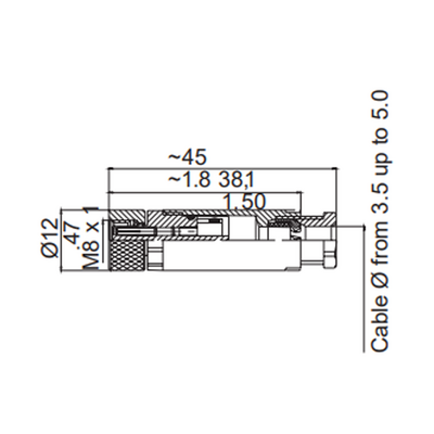 LSO8.4-0/C(BU) ELCO M8 FIELD ATTACHABLE SCREW TERMINAL CONNECTORS 4 PIN FEMALE STRAIGHT