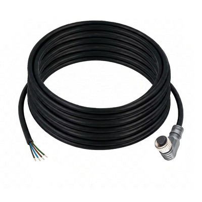 CBO12.4-10.32/P ELCO SINGLE ENDED MICRO CABLE, 4 PIN M12 FEMALE ELBOW PUR BLACK 22 AWG 10M