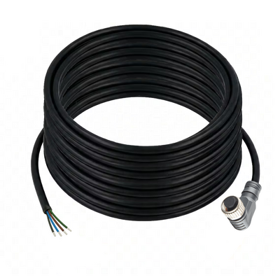 CBO12.4-15.32 ELCO SINGLE ENDED MICRO CABLE, 4 PIN M12 FEMALE ELBOW PVC BLACK 22 AWG 15M