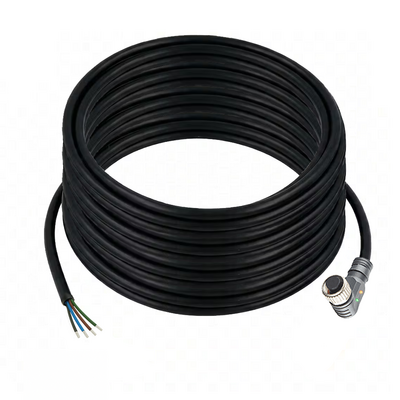 CBO12.4-15.32/LN/P ELCO SINGLE ENDED MICRO CABLE, 4 PIN M12 FEMALE ELBOW PUR BLACK 22 AWG 15M NPN LED