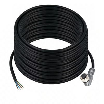 CBO12.5-25.32 ELCO SINGLE ENDED MICRO CABLE, 5 PIN M12 FEMALE ELBOW PVC BLACK 22 AWG 25M