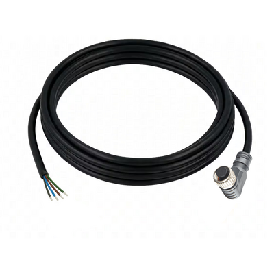 CBO12.5-3.32 ELCO SINGLE ENDED MICRO CABLE, 5 PIN M12 FEMALE ELBOW PVC BLACK 22 AWG 3M