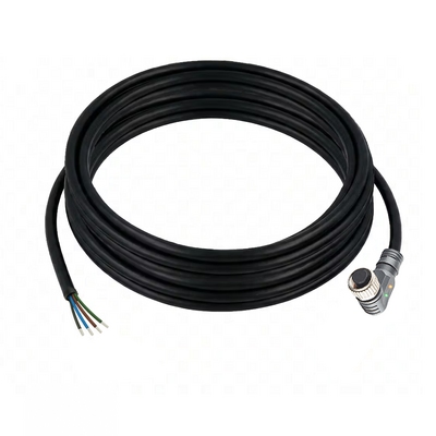 CBO12.4-5.32/L/P ELCO SINGLE ENDED MICRO CABLE, 4 PIN M12 FEMALE ELBOW PUR BLACK 22 AWG 5M PNP LED