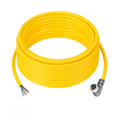 CBO12.4-10.33/LN/P ELCO SINGLE ENDED MICRO CABLE, 4 PIN M12 FEMALE ELBOW PUR YELLOW 22 AWG 10M NPN LED