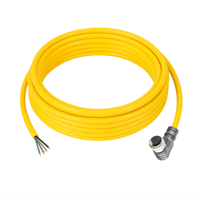 CBO12.4-5.33 ELCO SINGLE ENDED MICRO CABLE, 4 PIN M12 FEMALE ELBOW PVC YELLOW 22 AWG 5M