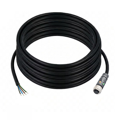 CO12.5-10.32/LN/P ELCO SINGLE ENDED MICRO CABLE, 5 PIN M12 FEMALE STRAIGHT PUR BLACK 22 AWG 10M NPN LED