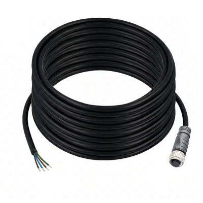 CO12.4-15.32 ELCO SINGLE ENDED MICRO CABLE, 4 PIN M12 FEMALE STRAIGHT PVC BLACK 22 AWG 15M