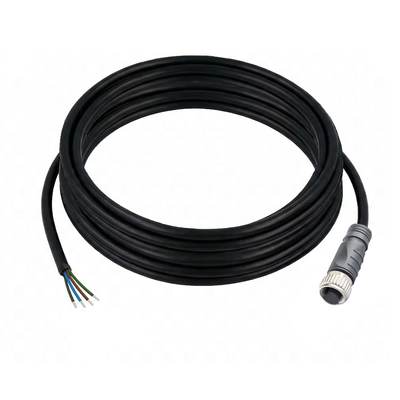 CO12.4-5.32 ELCO SINGLE ENDED MICRO CABLE, 4 PIN M12 FEMALE STRAIGHT PVC BLACK 22 AWG 5M