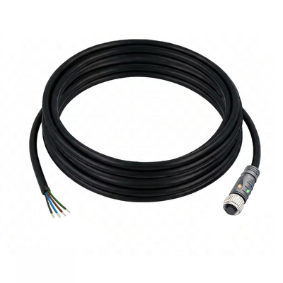 CO12.4-5.32/L/P ELCO SINGLE ENDED MICRO CABLE, 4 PIN M12 FEMALE STRAIGHT PUR BLACK 22 AWG 5M PNP LED