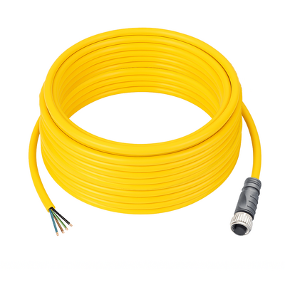 CO12.4-10.33 ELCO SINGLE ENDED MICRO CABLE, 4 PIN M12 FEMALE STRAIGHT PVC YELLOW 22 AWG 10M