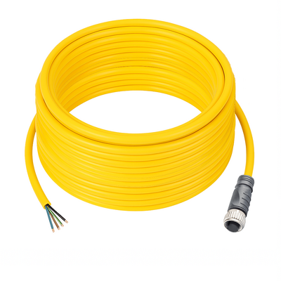 CO12.4-15.33 ELCO SINGLE ENDED MICRO CABLE, 4 PIN M12 FEMALE STRAIGHT PVC YELLOW 22 AWG 15M