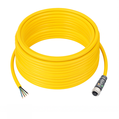 CO12.4-15.33/L/P ELCO SINGLE ENDED MICRO CABLE, 4 PIN M12 FEMALE STRAIGHT PUR YELLOW 22 AWG 15M PNP LED