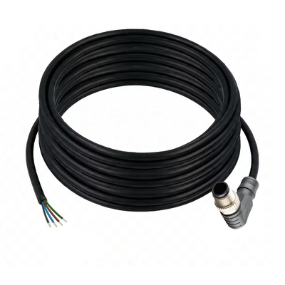 CB12.5-10.32 ELCO SINGLE ENDED MICRO CABLE, 5 PIN M12 MALE ELBOW PVC BLACK 22 AWG 10M