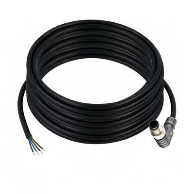 CB12.5-10.32/LN/P ELCO SINGLE ENDED MICRO CABLE, 5 PIN M12 MALE ELBOW PUR BLACK 22 AWG 10M NPN LED