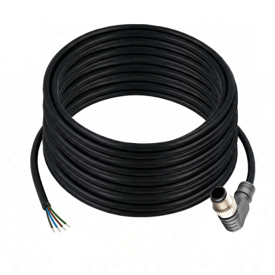 CB12.5-15.32 ELCO SINGLE ENDED MICRO CABLE, 5 PIN M12 MALE ELBOW PVC BLACK 22 AWG 15M