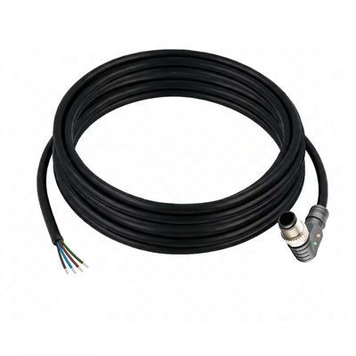 CB12.4-5.32/L/P ELCO SINGLE ENDED MICRO CABLE, 4 PIN M12 MALE ELBOW PUR BLACK 22 AWG 5M PNP LED