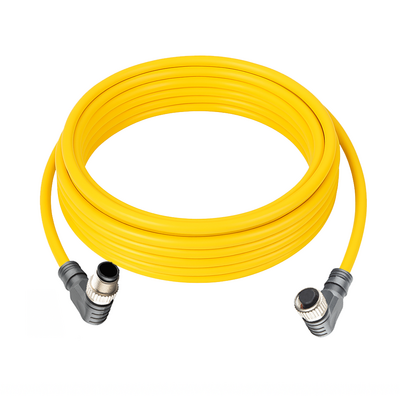 CBO12.5-5.33-CB12.5/P ELCO DOUBLE ENDED PATCH CABLE, 5 PIN M12 F/M ELBOW 5M PUR YELLOW 22 AWG