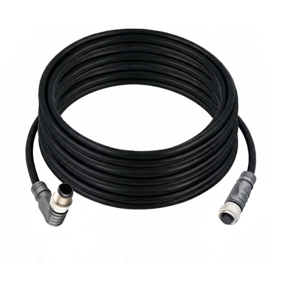 CO12.4-10.32-CB12.4/P ELCO DOUBLE ENDED PATCH CABLE, 4 PIN M12 F/M STR/ELB 10M PUR BLACK 22 AWG