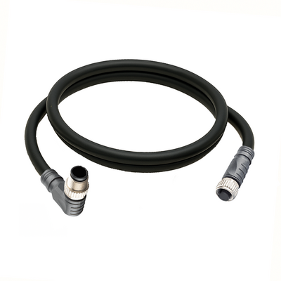CO12.4-1.32-CB12.4/P ELCO DOUBLE ENDED PATCH CABLE, 4 PIN M12 F/M STR/ELB 1M PUR BLACK 22 AWG