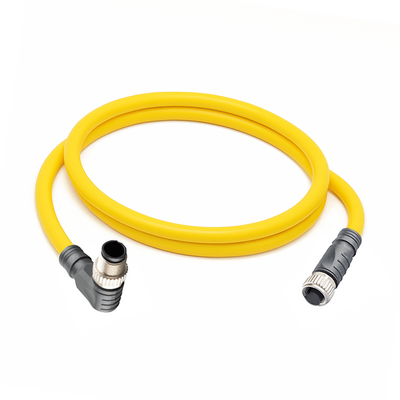 CO12.4-1.33-CB12.4/P ELCO DOUBLE ENDED PATCH CABLE, 4 PIN M12 F/M STR/ELB 1M PUR YELLOW 22 AWG