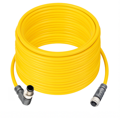 CO12.4-20.33-CB12.4/P ELCO DOUBLE ENDED PATCH CABLE, 4 PIN M12 F/M STR/ELB 20M PUR YELLOW 22 AWG