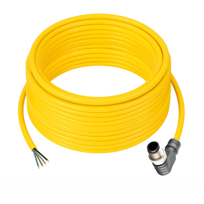 CB12.4-15.33/WS/P ELCO SINGLE ENDED MICRO CABLE, 4 PIN M12 MALE ELBOW PUR YELLOW 22 AWG 15M SHIELDED