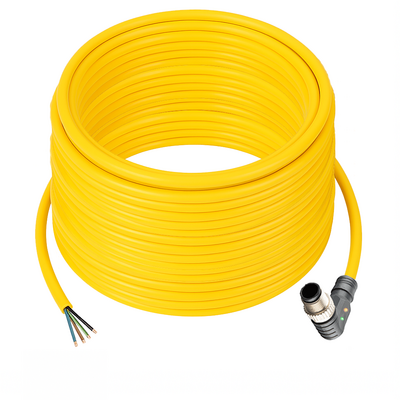 CB12.4-20.33/L/P ELCO SINGLE ENDED MICRO CABLE, 4 PIN M12 MALE ELBOW PUR YELLOW 22 AWG 20M PNP LED