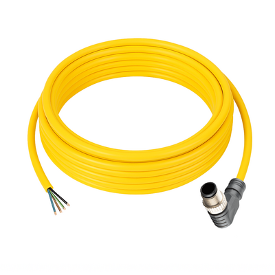 CB12.4-5.33/WS/P ELCO SINGLE ENDED MICRO CABLE, 4 PIN M12 MALE ELBOW PUR YELLOW 22 AWG 5M SHIELDED