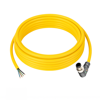 CB12.4-5.33/LN/P ELCO SINGLE ENDED MICRO CABLE, 4 PIN M12 MALE ELBOW PUR YELLOW 22 AWG 5M NPN LED