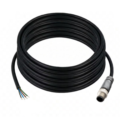 C12.4-10.32 ELCO SINGLE ENDED MICRO CABLE, 4 PIN M12 MALE STRAIGHT PVC BLACK 22 AWG 10M