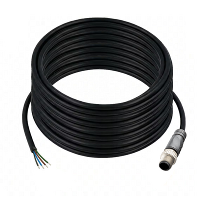 C12.5-15.32 ELCO SINGLE ENDED MICRO CABLE, 5 PIN M12 MALE STRAIGHT PVC BLACK 22 AWG 15M