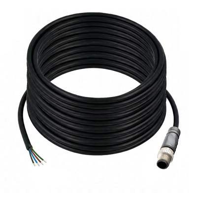 C12.5-20.32 ELCO SINGLE ENDED MICRO CABLE, 5 PIN M12 MALE STRAIGHT PVC BLACK 22 AWG 20M