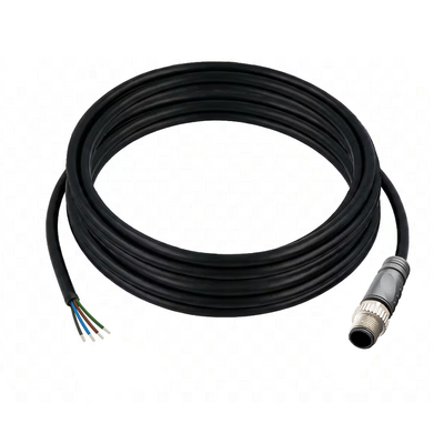 C12.4-5.32 ELCO SINGLE ENDED MICRO CABLE, 4 PIN M12 MALE STRAIGHT PVC BLACK 22 AWG 5M