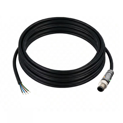 C12.4-5.32/LN/P ELCO SINGLE ENDED MICRO CABLE, 4 PIN M12 MALE STRAIGHT PUR BLACK 22 AWG 5M NPN LED